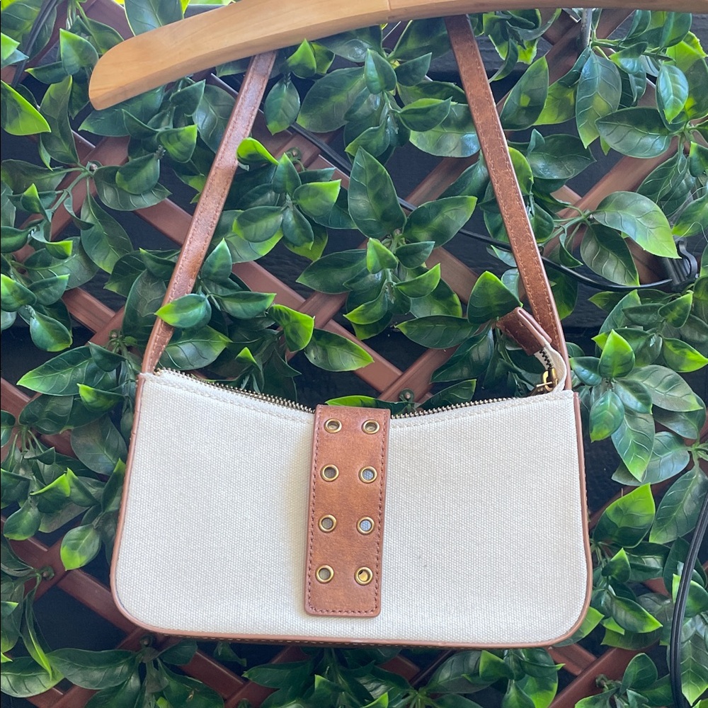 Brandy Melville Tan and Cream Shoulder Bag